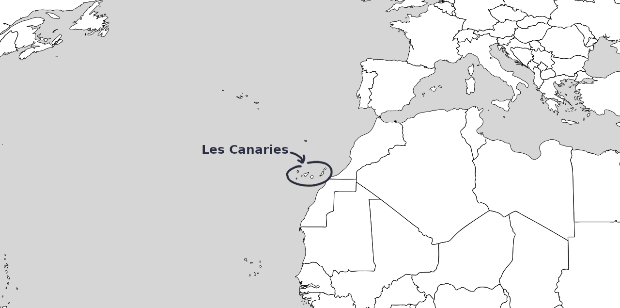 carte ou se trouvent les iles canaries